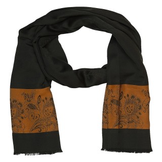 Silk Border Stole - Black 